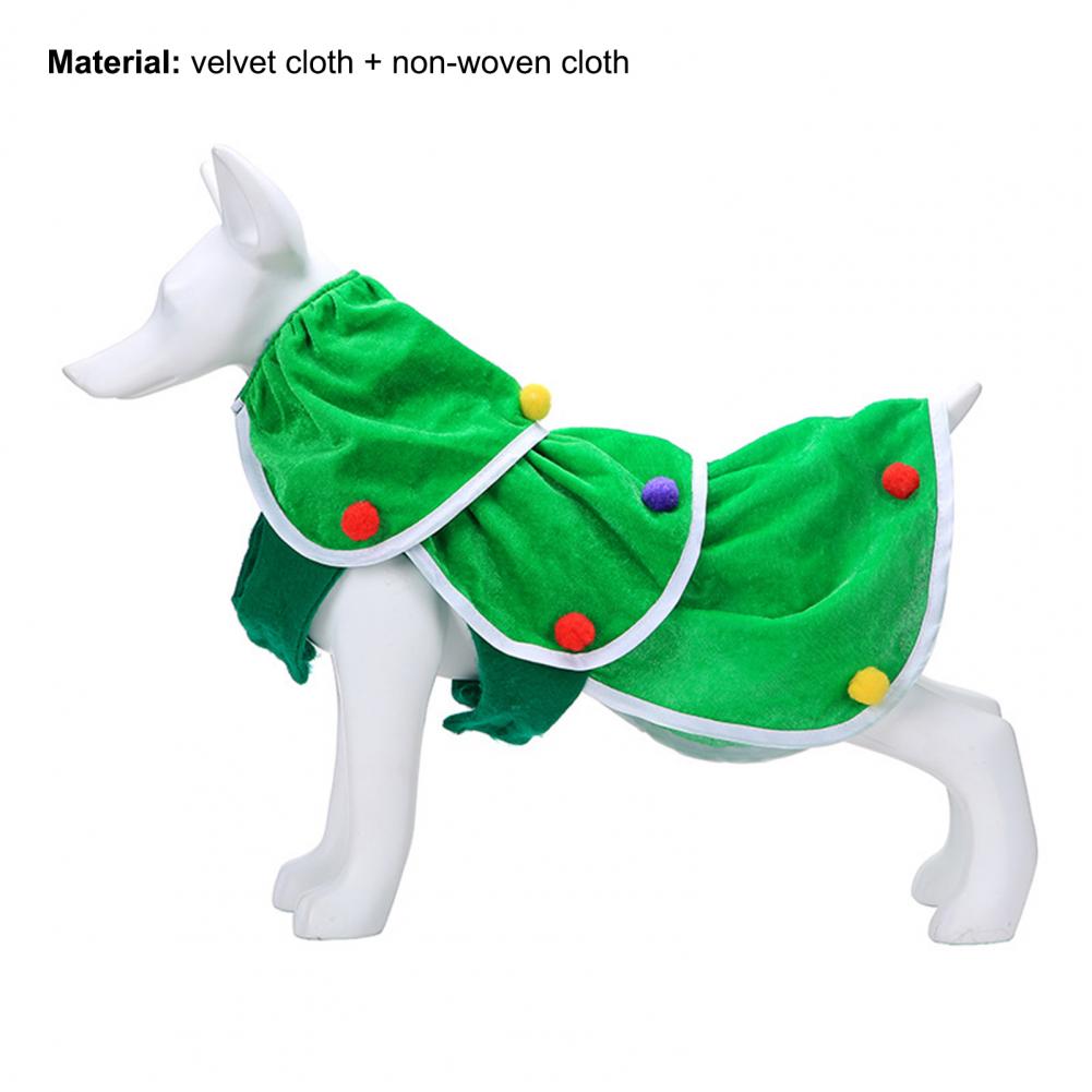 2021 New Pet Sweatshirt Clothes Dog Sleeveless Sweater Green Christmas Tree Clothes Velvet Cloth Comfortable Dog Clothes Outfit