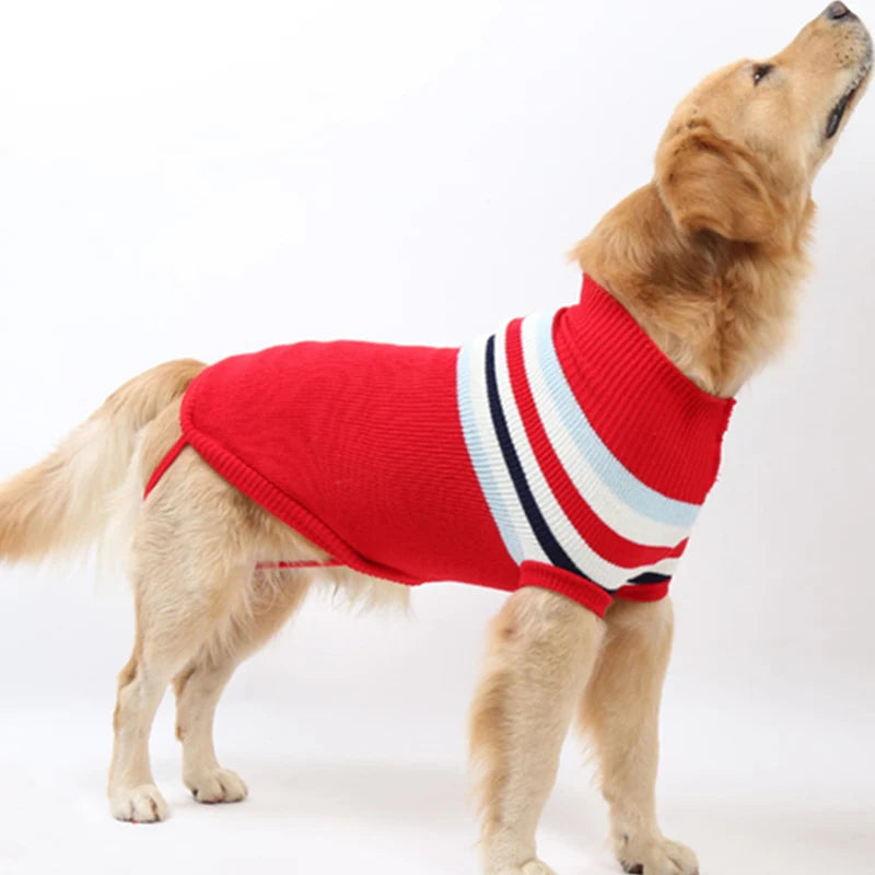 Christmas Elk Puppy Big Dog Sweater for Medium Large Dogs Winter Stripe Pet Clother for Pitbull Greyhound Overalls Pets Clothing