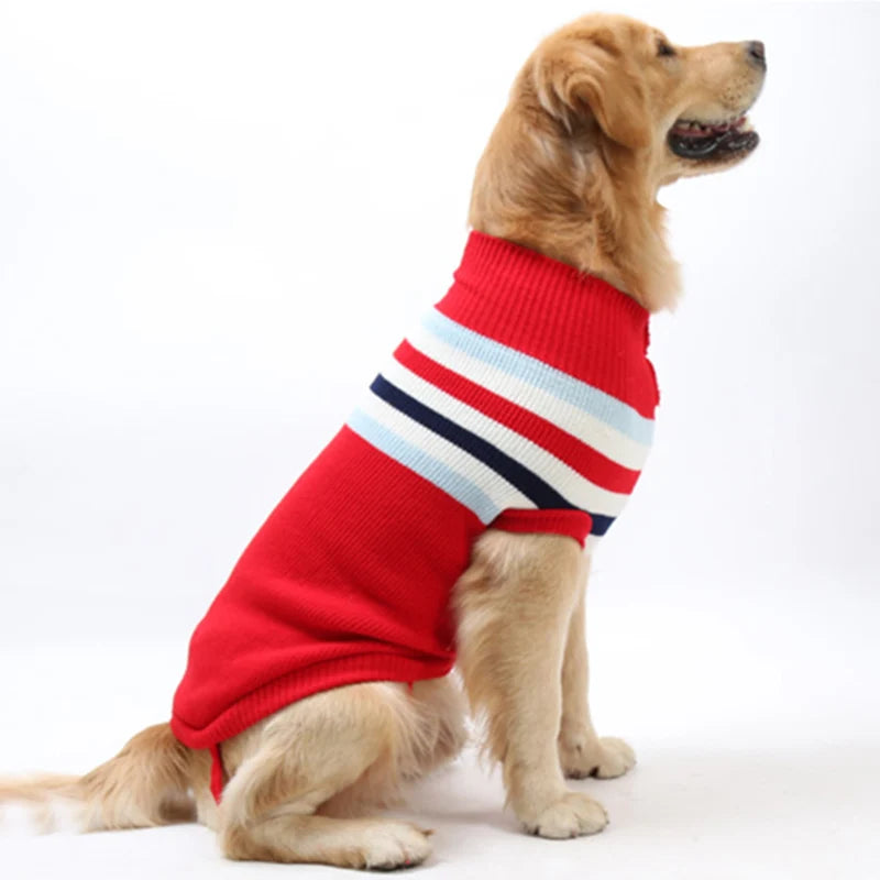 Christmas Elk Puppy Big Dog Sweater for Medium Large Dogs Winter Stripe Pet Clother for Pitbull Greyhound Overalls Pets Clothing