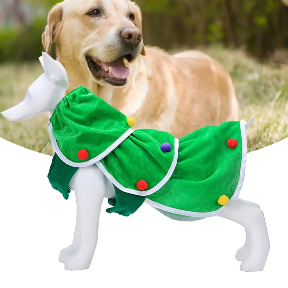 2021 New Pet Sweatshirt Clothes Dog Sleeveless Sweater Green Christmas Tree Clothes Velvet Cloth Comfortable Dog Clothes Outfit