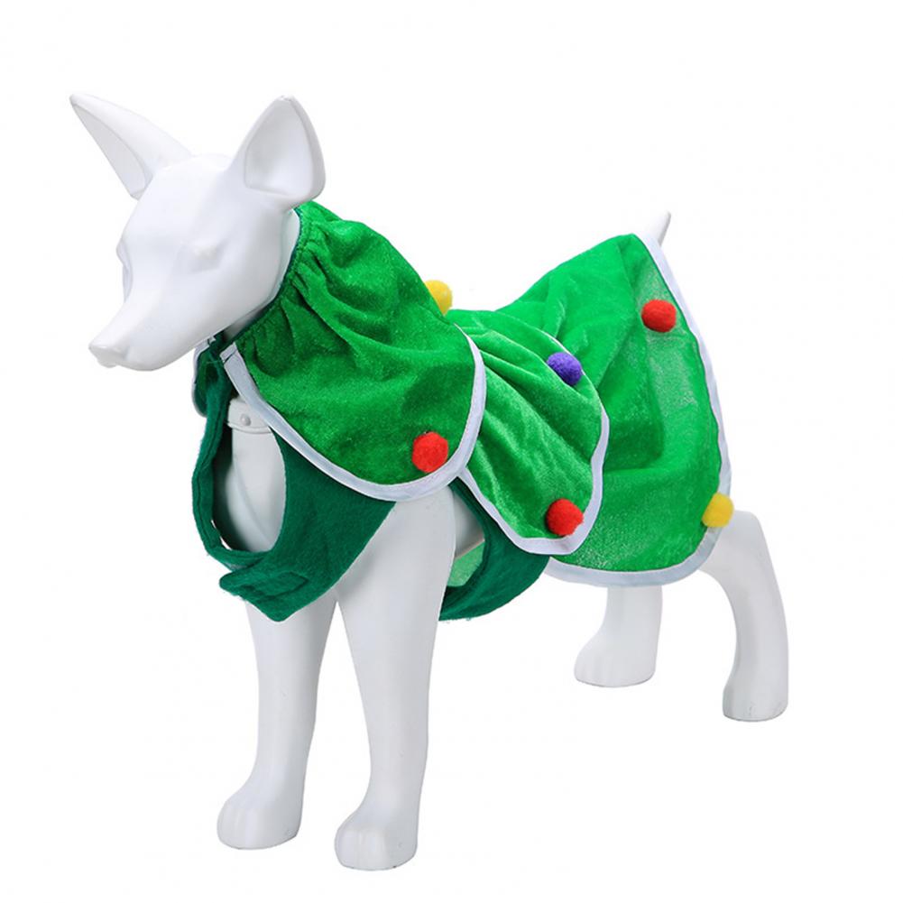 2021 New Pet Sweatshirt Clothes Dog Sleeveless Sweater Green Christmas Tree Clothes Velvet Cloth Comfortable Dog Clothes Outfit