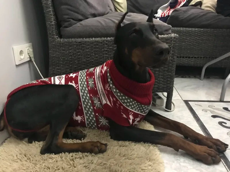 Christmas Elk Puppy Big Dog Sweater for Medium Large Dogs Winter Stripe Pet Clother for Pitbull Greyhound Overalls Pets Clothing