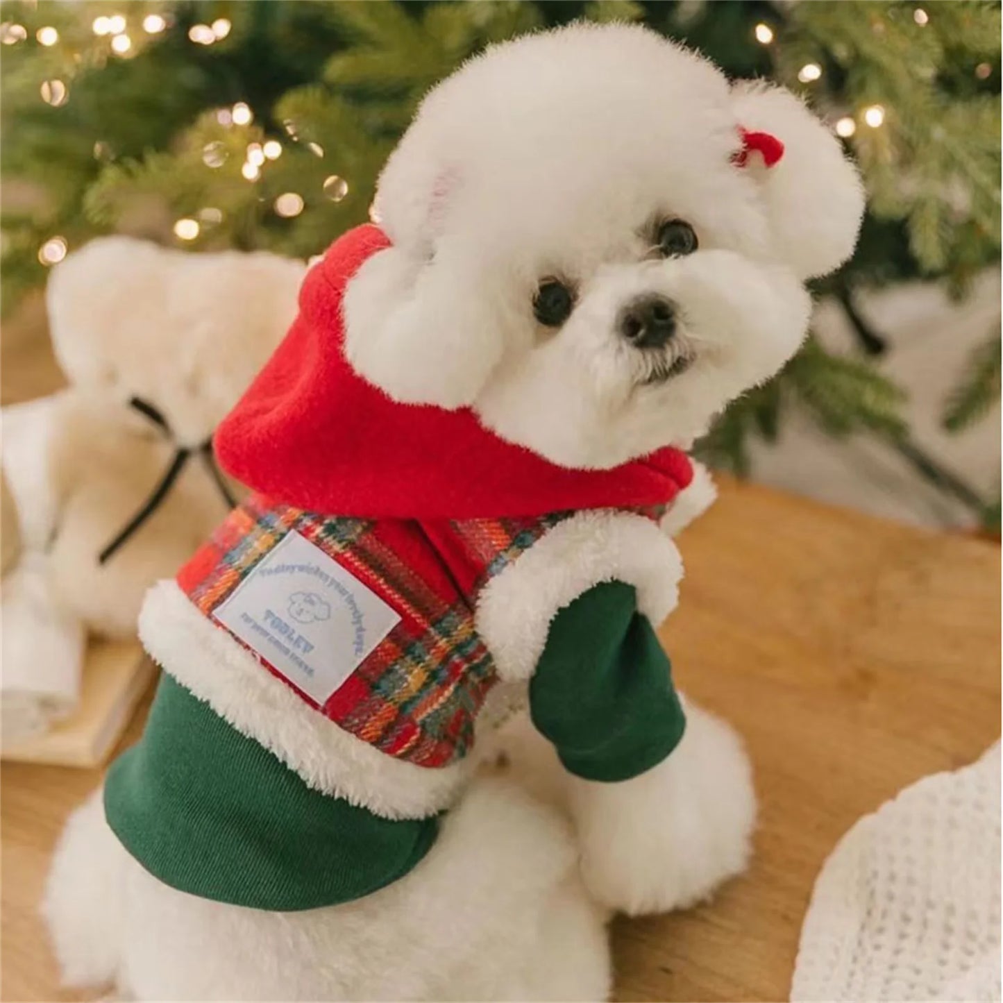 Windproof Pet Dog Jacket Winter Coat Detachable Hat Cold Weather Dog Vest Red Plaid Puppy Hoodie Sweater Clothing Outfits