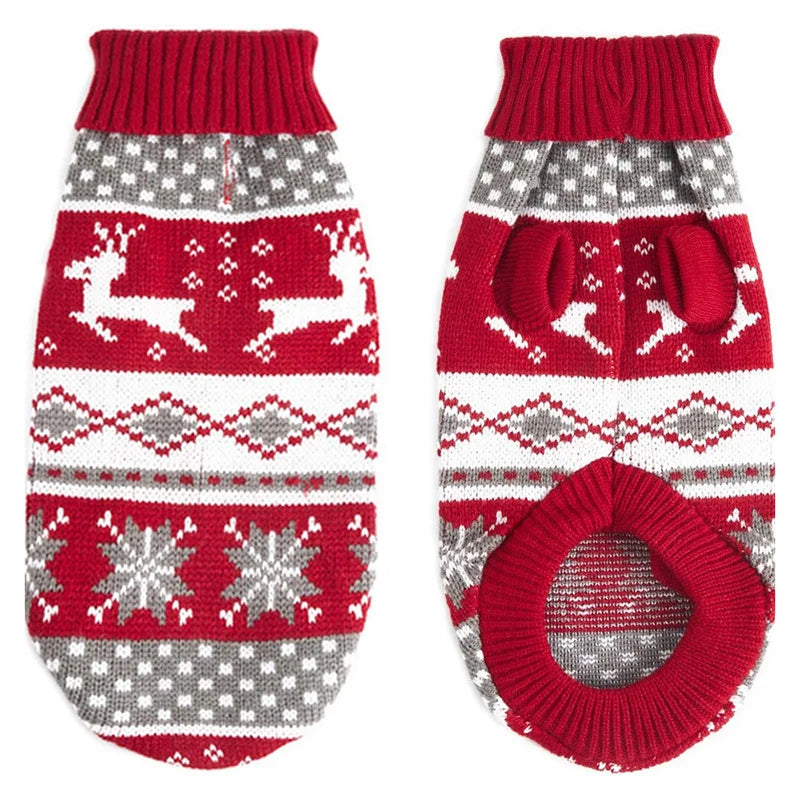 Christmas Elk Puppy Big Dog Sweater for Medium Large Dogs Winter Stripe Pet Clother for Pitbull Greyhound Overalls Pets Clothing