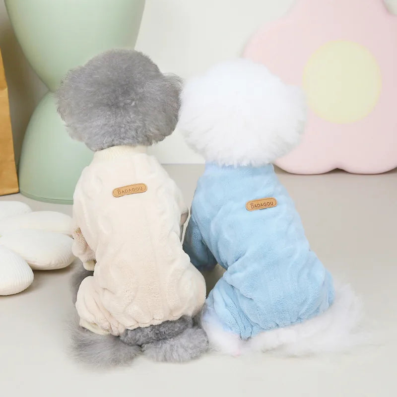 Pet Four Leg Sweater Cat Dog Clothes Autumn and Winter New One-piece Suit Pet Fried Dough Twists Four Leg Coat Dog Pajamas