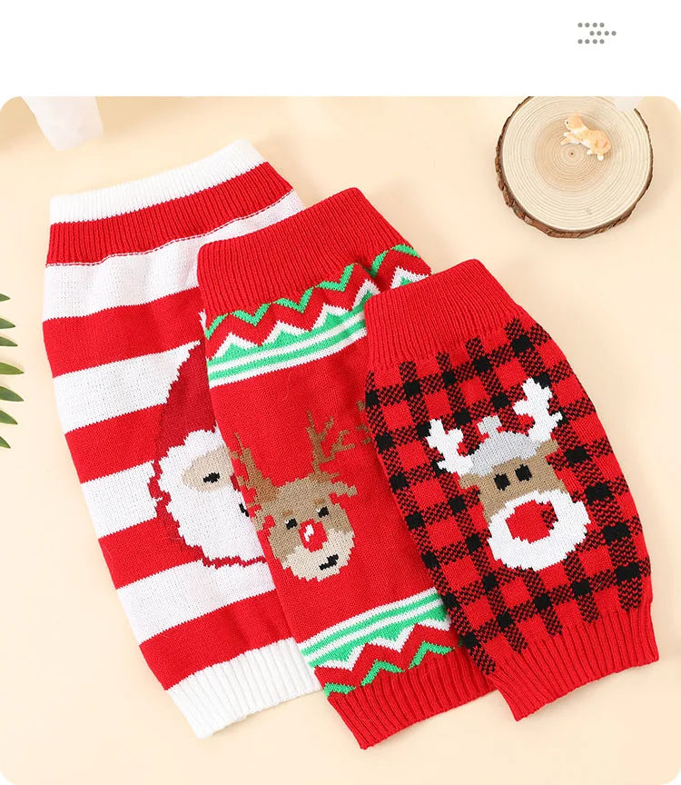 Puppy Small Dog Christmas Costume Pets Cat Clothes Reindeer Holiday Warm Cute Dog Costume Knit High Neck Christmas Sweater